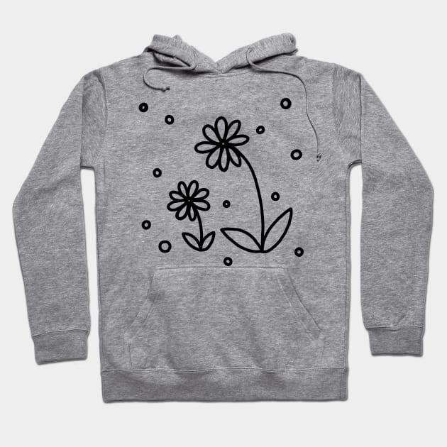 Daisies and Dots 2 - Black and White Hoodie by LAEC